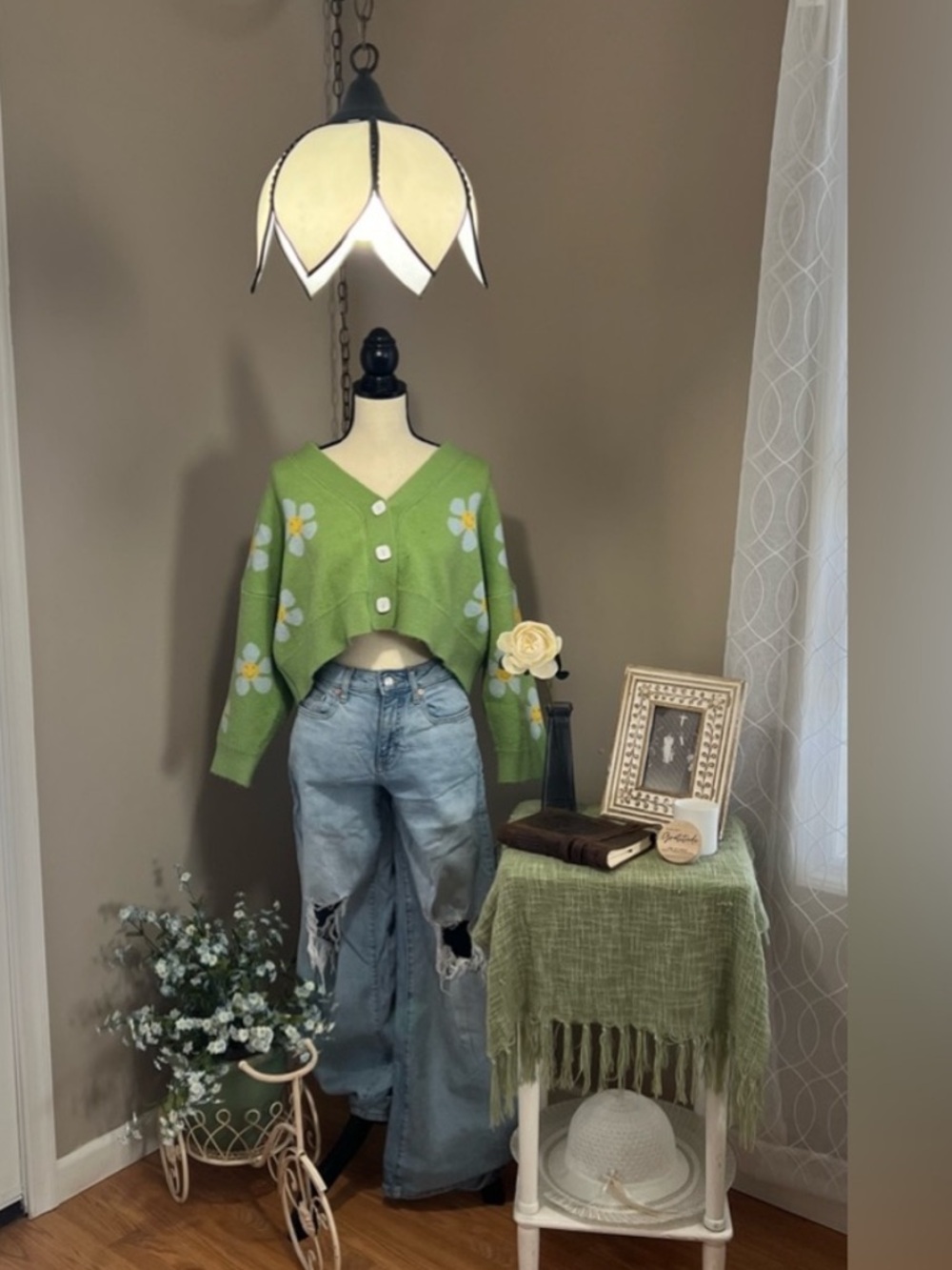 Green Daisy Cardigan